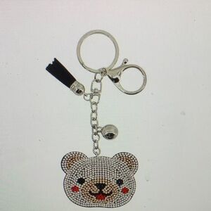 Rhinestone Teddy Bear Keychain Sparkly Crystal Bear Purse Bag Charm Cute